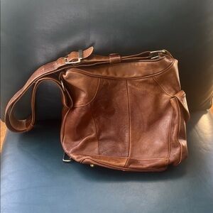 Brown Leather Crossbody Tote
